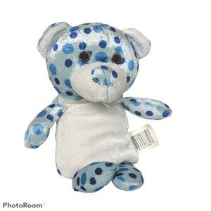 Kellytoy Teddy Bear Blue White Polka Dot Plush